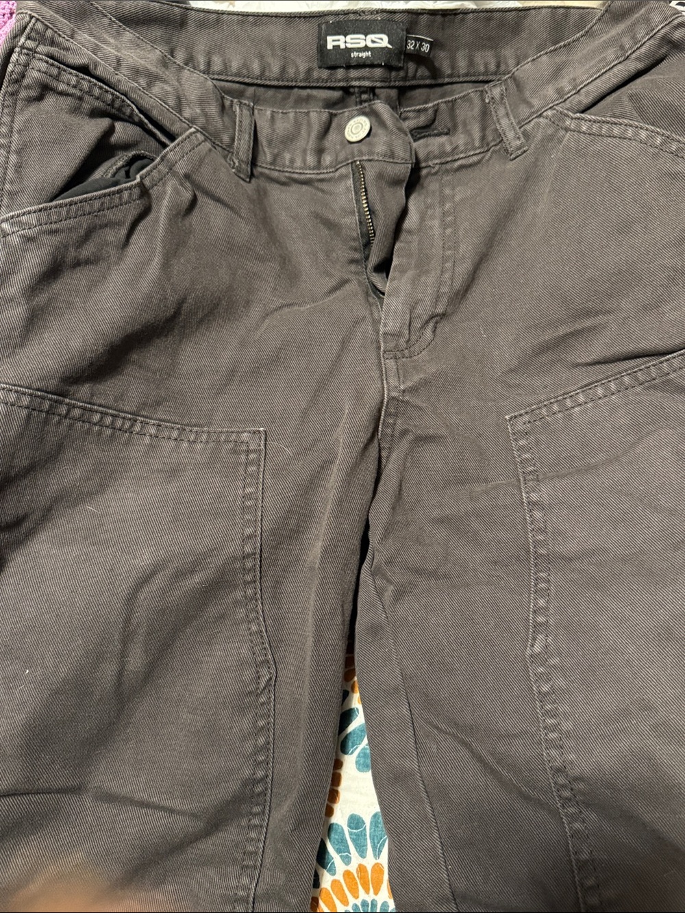 RSQ Men's Charcoal Cargo Pants